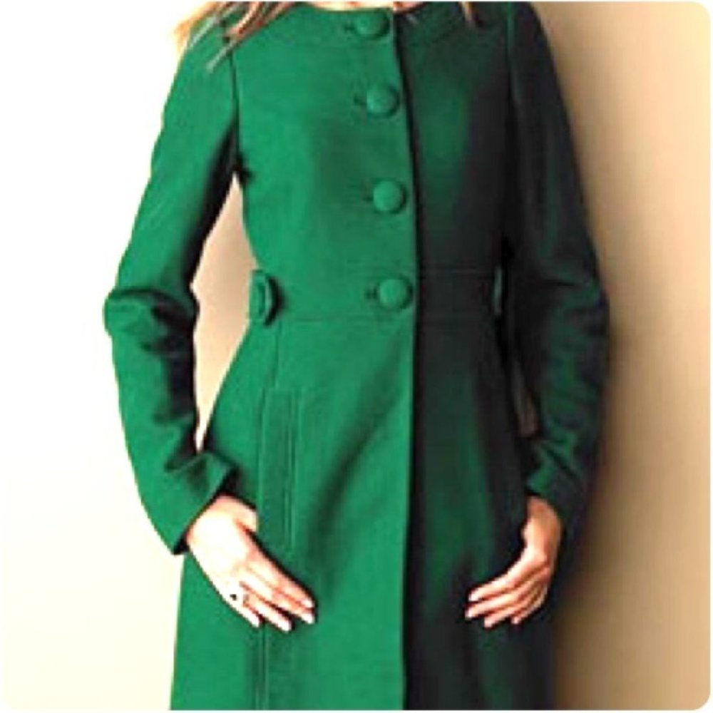 Banana Republic,  Emerald Green, Wool, Lined Coat,  Medium